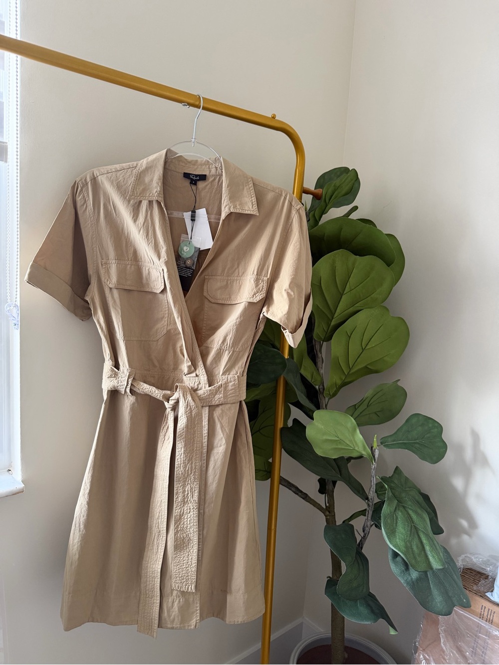 Rails Beige Utility Mini Dress with Tie Belt
